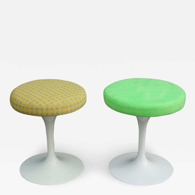 Eero Saarinen Pair of Mixed Upholstery Eero Saarinen Tulip Swivel Stools by Knoll Studio