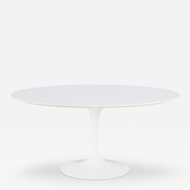 Eero Saarinen Saarinen 60 Round Tulip Pedestal Dining Table in White Laminate by Knoll