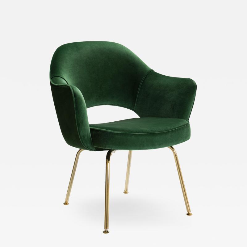 Eero Saarinen Saarinen Executive Arm Chairs in Emerald Velvet 24k Gold Edition