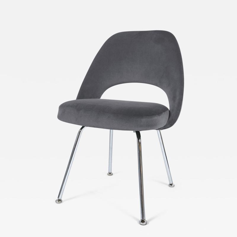 Eero Saarinen Saarinen Executive Armless Chair in Gunmetal Grey Velvet
