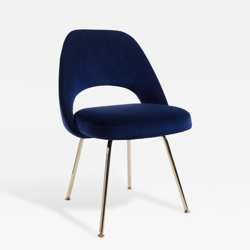 Eero Saarinen Saarinen Executive Armless Chair in Navy Velvet 24k Gold Edition