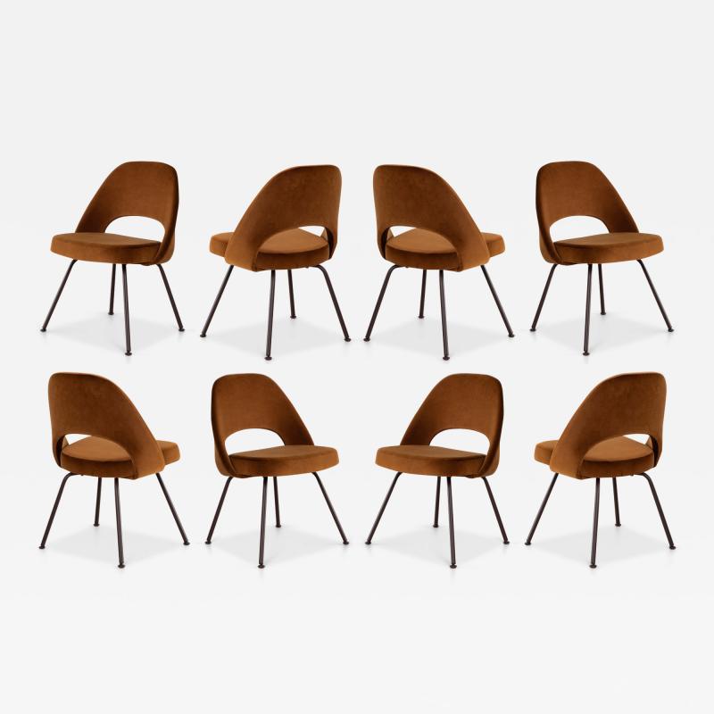 Eero Saarinen Saarinen Executive Armless Chairs in Cognac Velvet Knoll Bronze Legs Set of 8