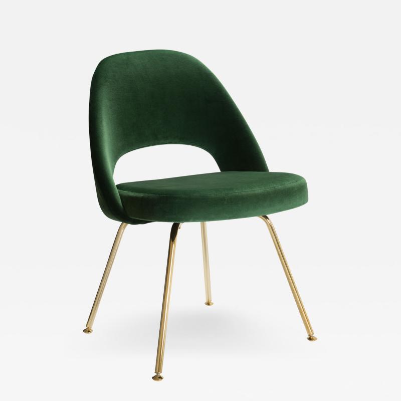 Eero Saarinen Saarinen Executive Armless Chairs in Emerald Velvet 24k Gold Edition