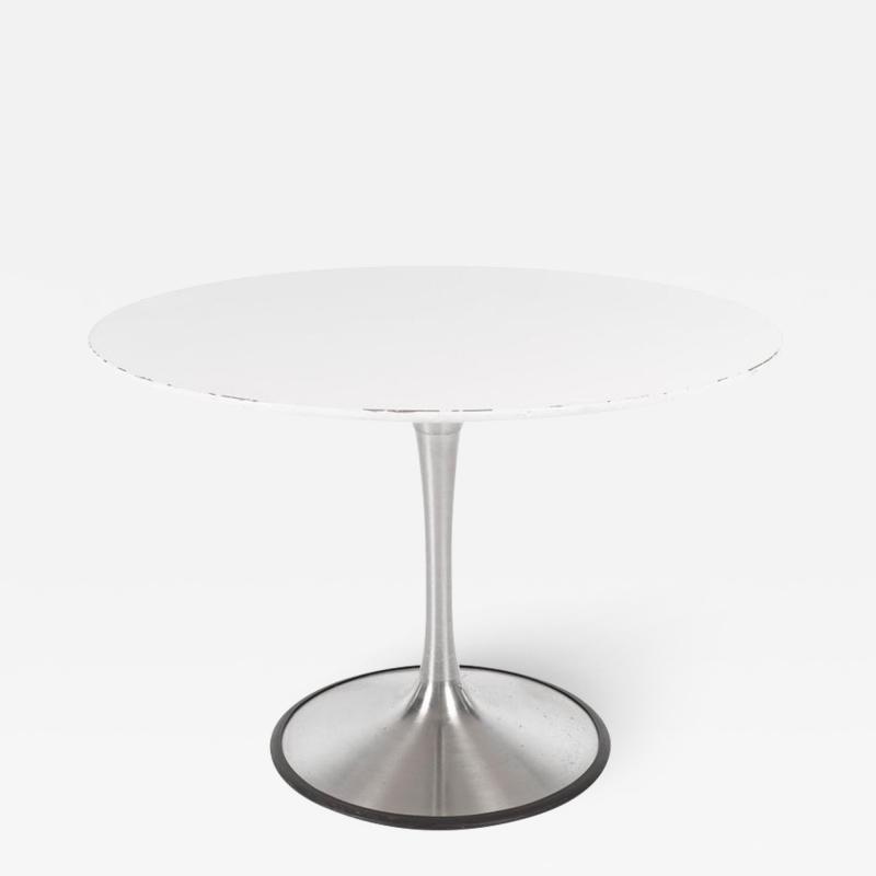 Eero Saarinen Style White Laminate and Stainless Steel Tulip Dining Table