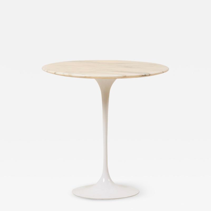 Eero Saarinen Tulip Side Table with White Marble Top by Eero Saarinen for Knoll International