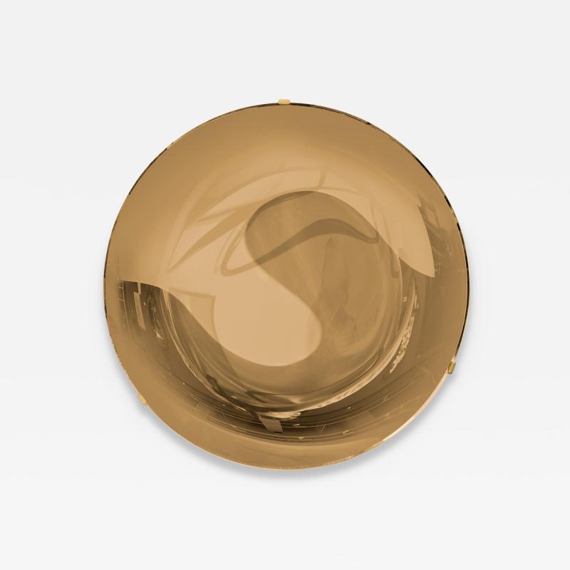 Effetto Vetro Contemporary Sculptural Round Concave Mirror in Amber by Effetto Vetro