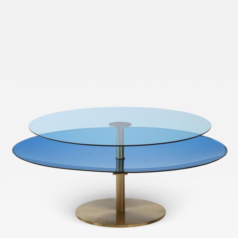 Effetto Vetro Custom Contemporary Sculptural Coffee Table in Glass and Brass by Effetto Vetro