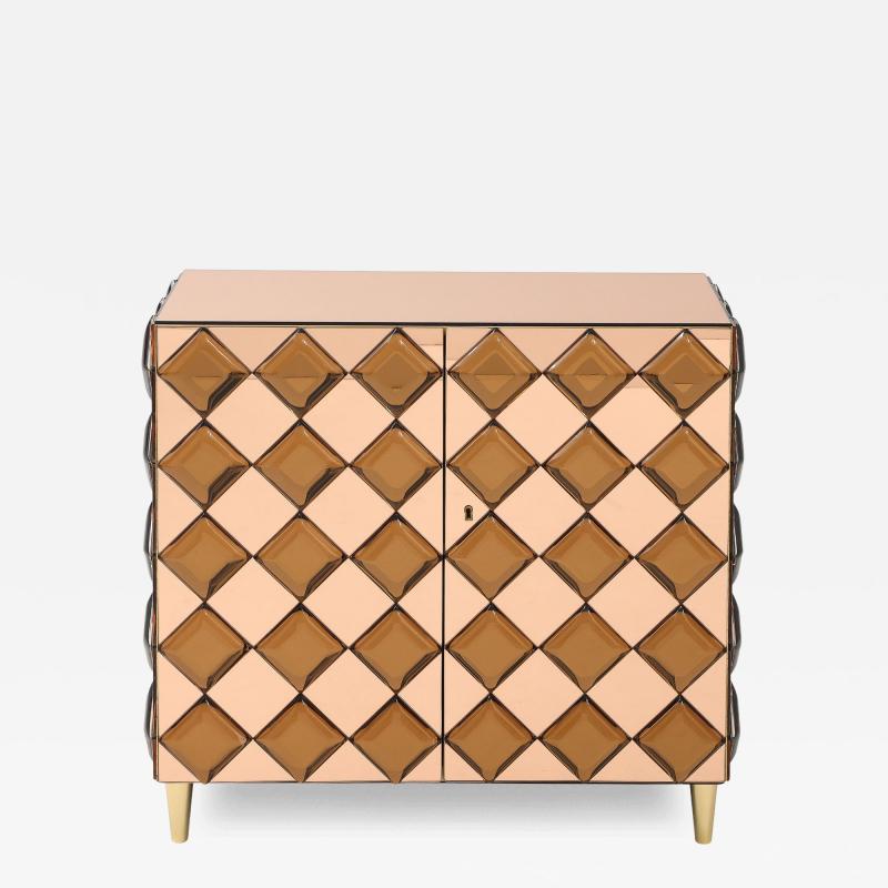 Effetto Vetro Custom Two Door Glass and Brass Cabinet by Effetto Vetro