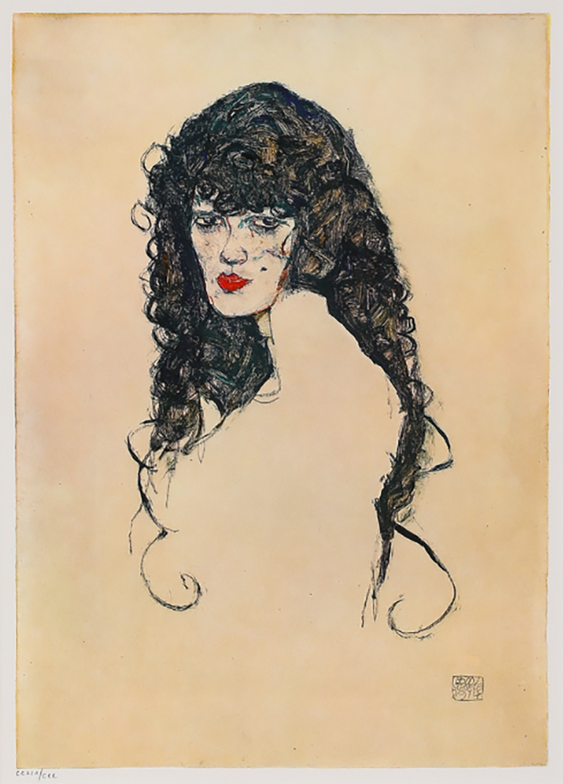 Egon Schiele Egon Schiele 1890 1918 Black haired Woman Lithograph