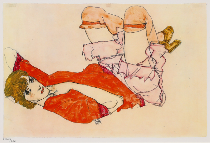 Egon Schiele Egon Schiele 1890 1918 Wally in Red Blouse Lithograph