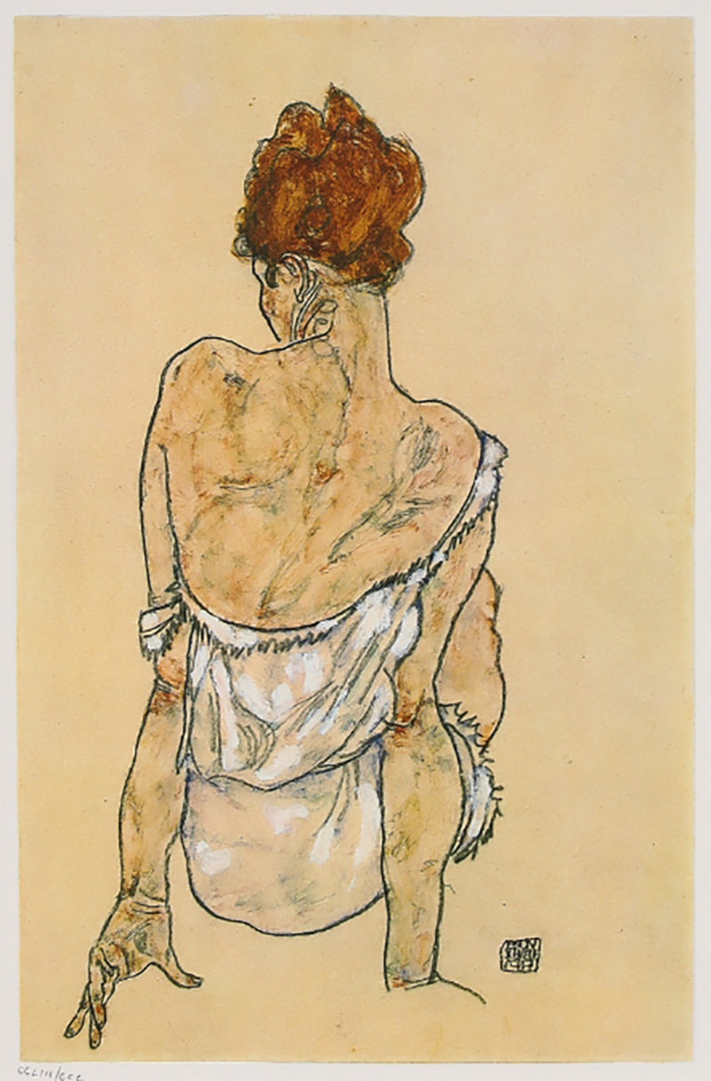 Egon Schiele Egon Schiele 1890 1918 Woman sitting back to back Lithograph