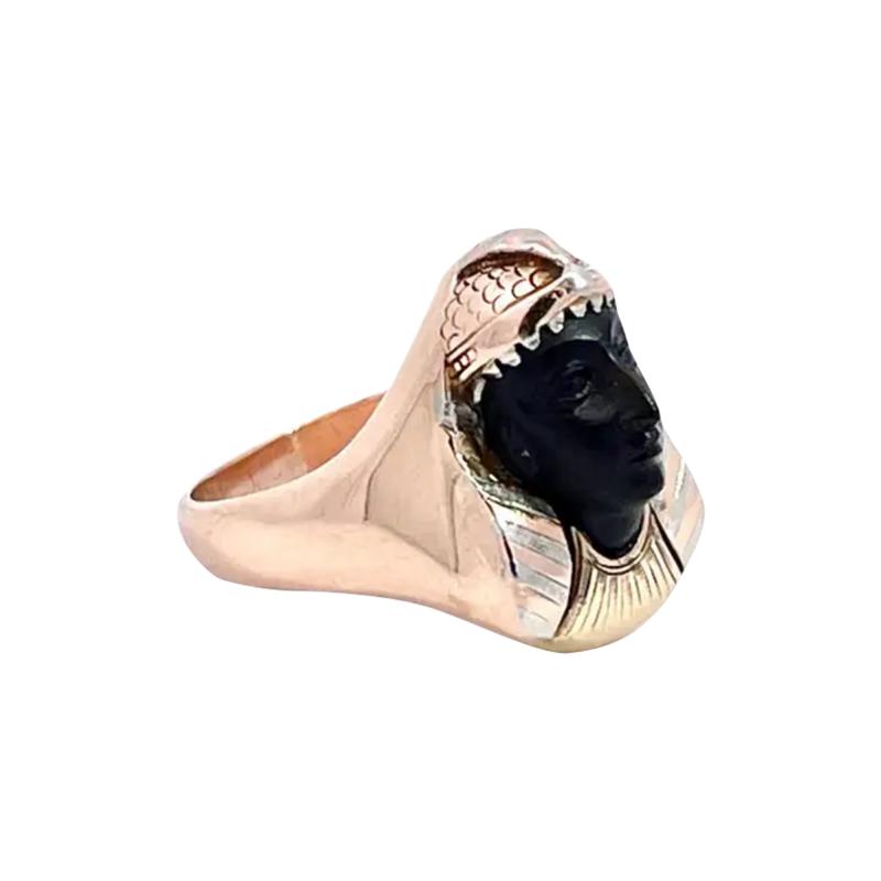 Egyptian Revival Black Onyx Pharaoh Ring