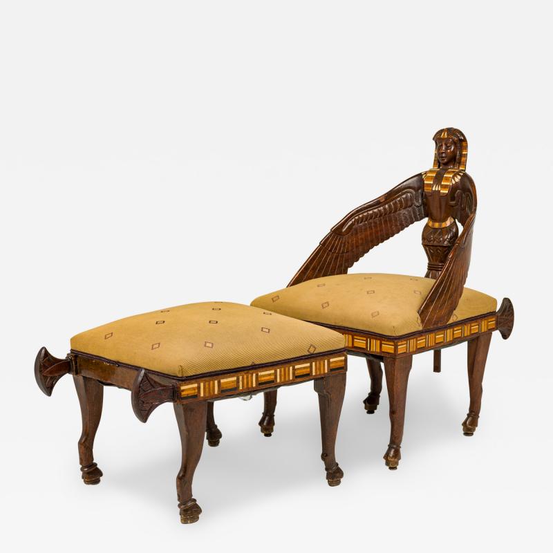 Egyptian Sphinx Mahogany Chairs