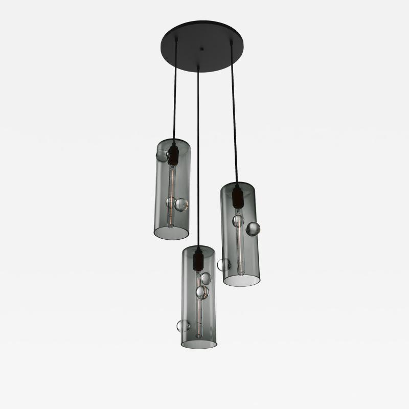 Eidos Glass Obscura Triple Pendant Chandelier