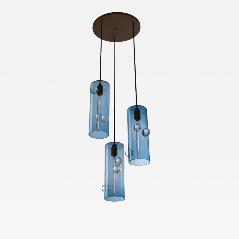Eidos Glass Obscura Triple Pendant Chandelier