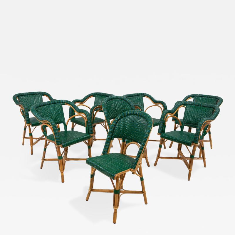 Eight French Rattan Bistro Chairs