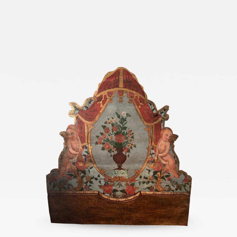 Eighteenth Century painted Catalonia headboard and Posts