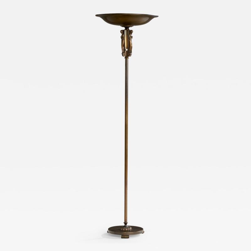 Einar Backstrom Floor Lamp in Brass Sweden 1940s