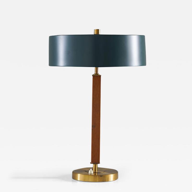 Einar Backstrom Swedish Mid Century Table Lamp in Metal and Wood by Einar B ckstr m