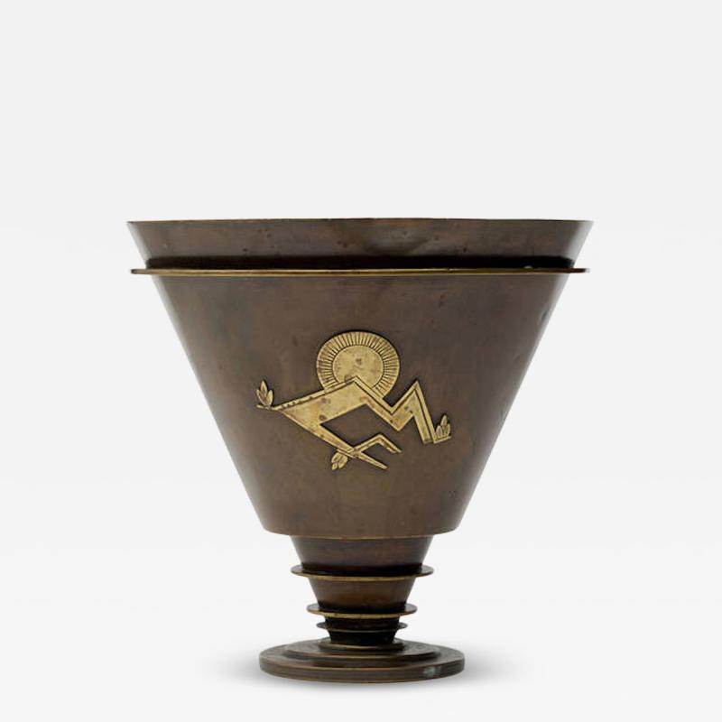 Einar Dragsted Patinated Bronze Art Deco Vase by Einar Dragsted