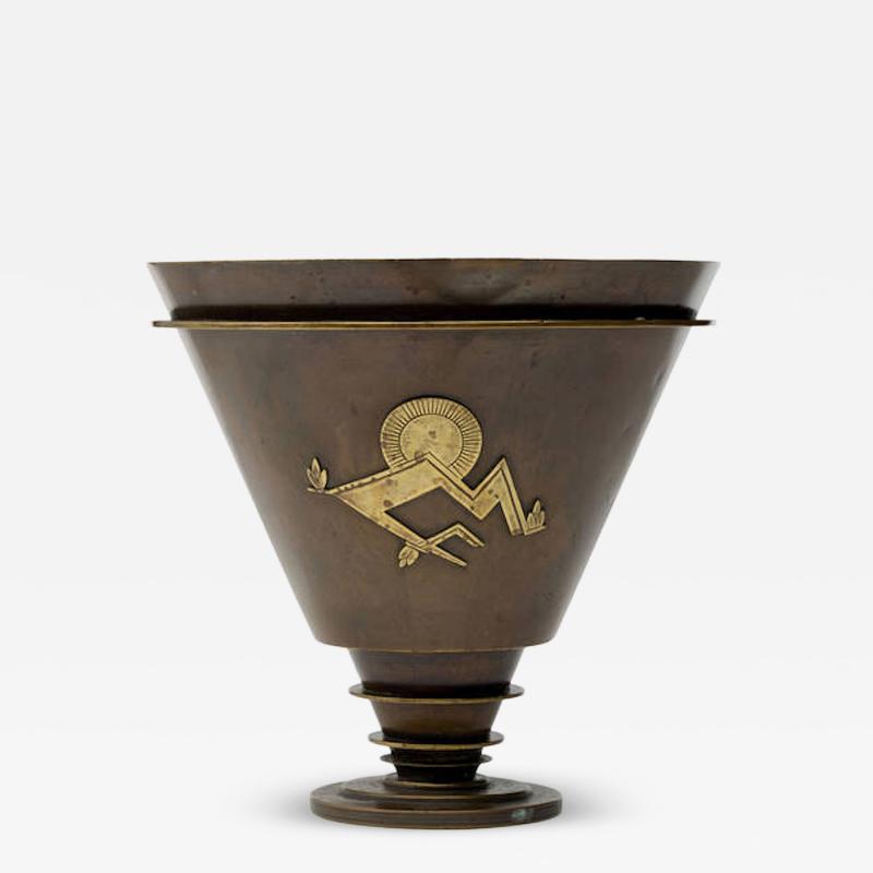 Einar Dragsted Patinated Bronze Art Deco Vase by Einar Dragsted