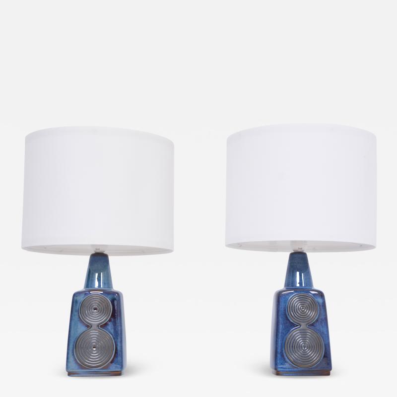 Einar Johansen Pair of Blue Midcentury Table Lamps Model 1097 by Einar Johansen for Soholm