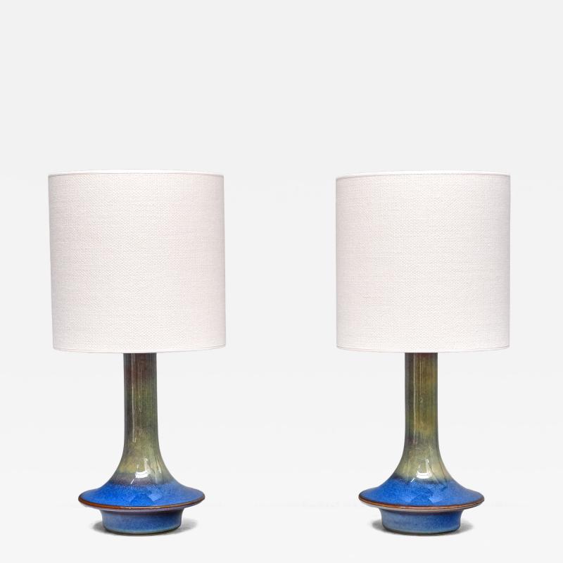 Einar Johansen Pair of Einar Johansen Table Lamps in Glazed Stoneware S holm Denmark 1960s