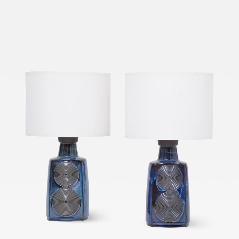 Einar Johansen Pair of tall blue midcentury table lamps model 3461 by Einar Johansen for Soholm