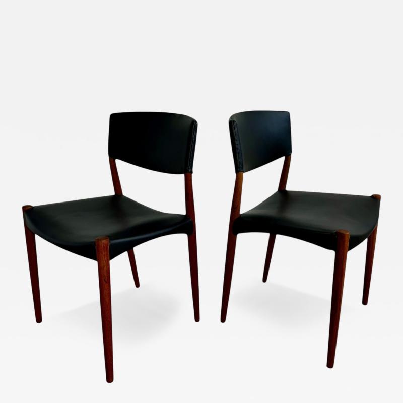 Ejner Larsen Aksel Bender Madsen Teak Side Dining Chairs for Willy Beck 1950