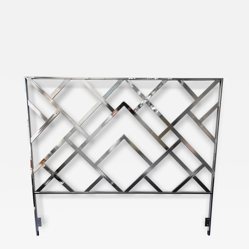 Elaine Cohen Monumental Chrome Oriental King Headboard Frame Elaine Cohen D I A 1972