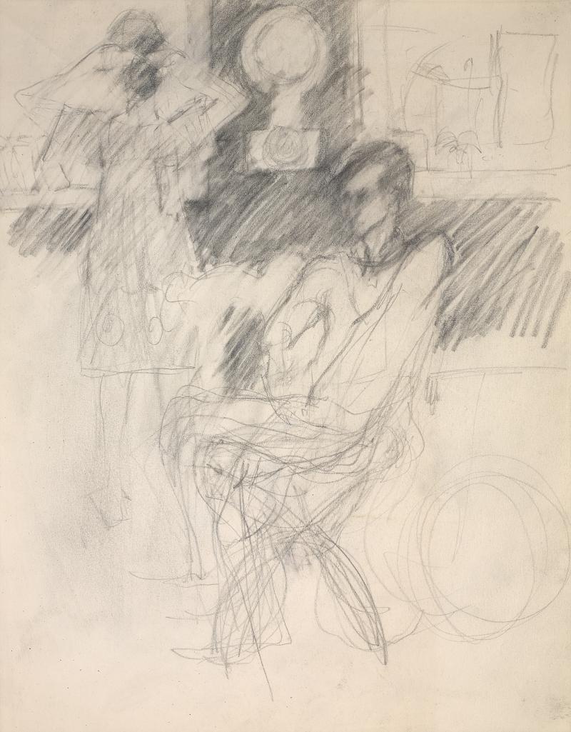 Elaine De Kooning Frank OHara in George Degals Studio Woman Looking in a Mirror