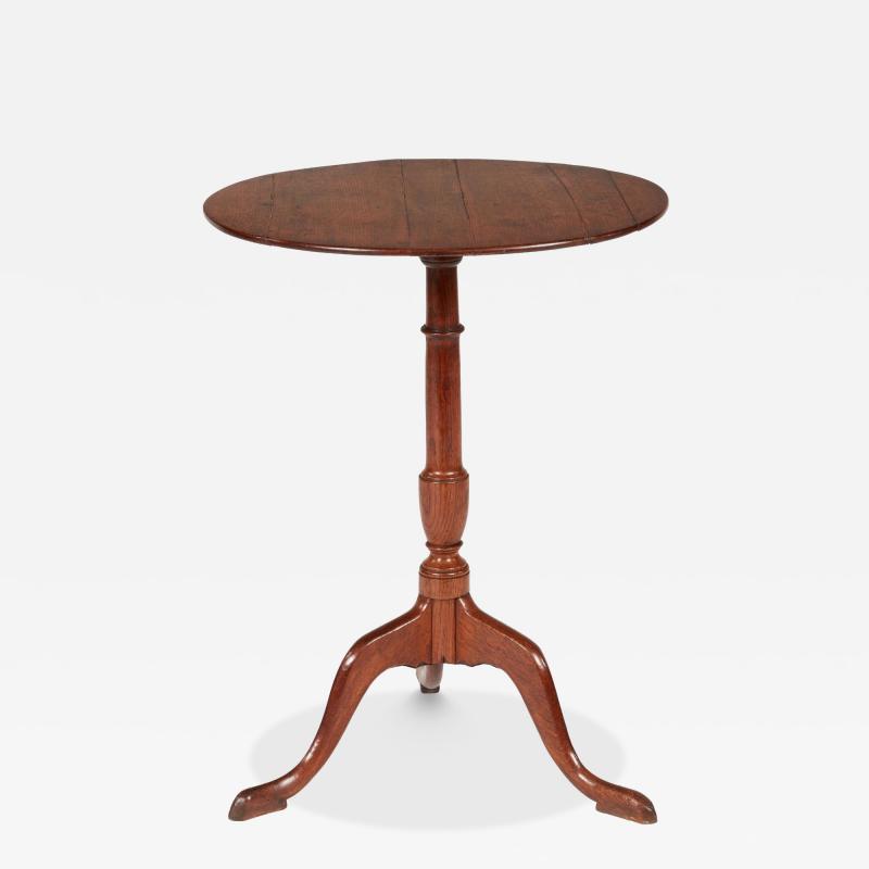 Elegant 18th c Tripod Table with Thin Oval Top