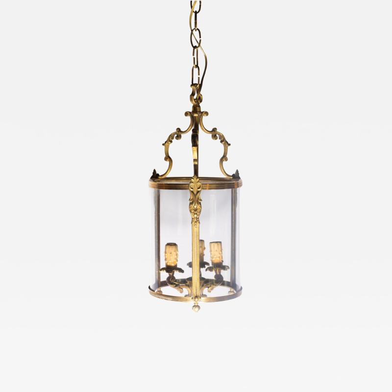 Elegant 20th Century French Gilt Brass Lantern with Curved Detailing
