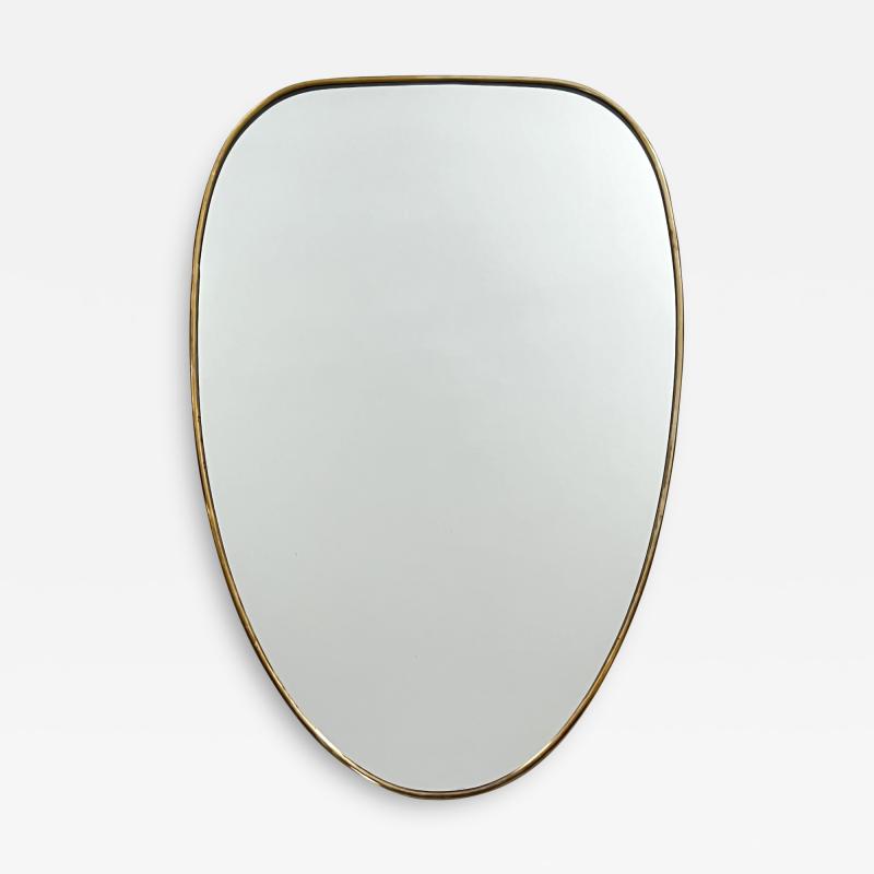 Elegant Brass Frame Wall Shield Mirror in Gio Ponti Inspired Design 1950 Italy