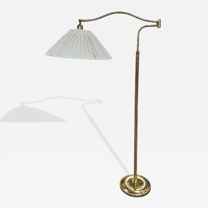 Elegant Brass Swivel Arm Floor Lamp with Pleated Shade