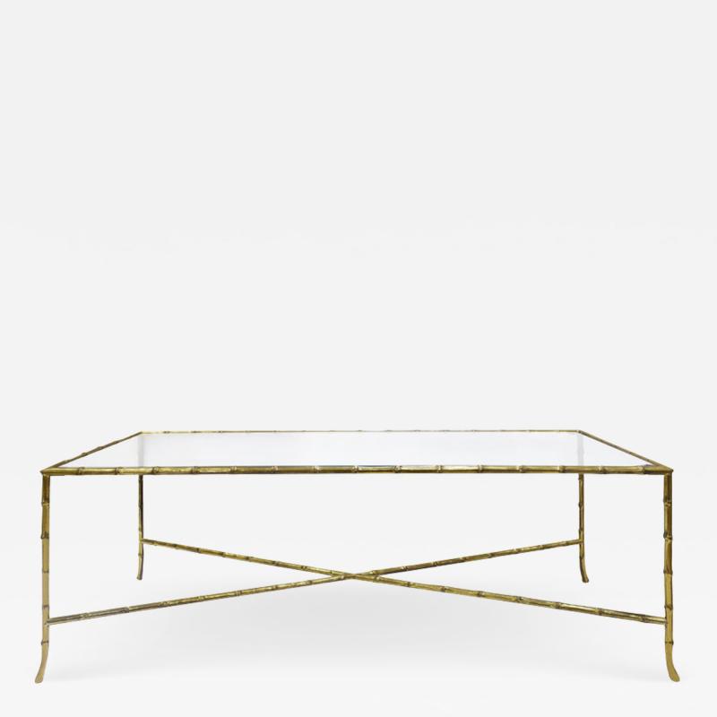 Elegant Coffee Table In Brass With Bamboo Motif 1950s