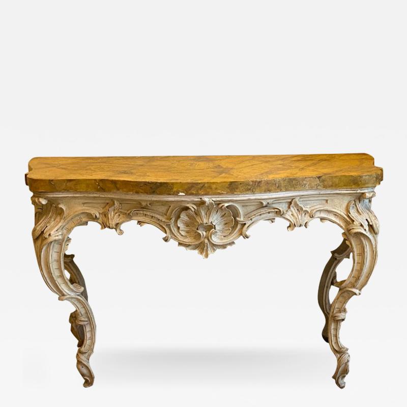 Elegant Fine Italian 18th Century White Painted Console Tables Roma 1750