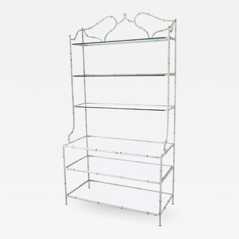 Elegant Hollywood Regency Enameled Faux Bamboo Etagere