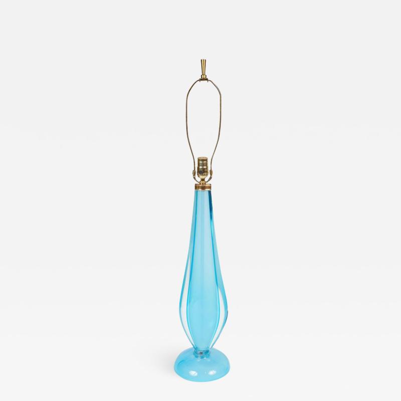 Elegant Italian murano blue sommerso glass lamp