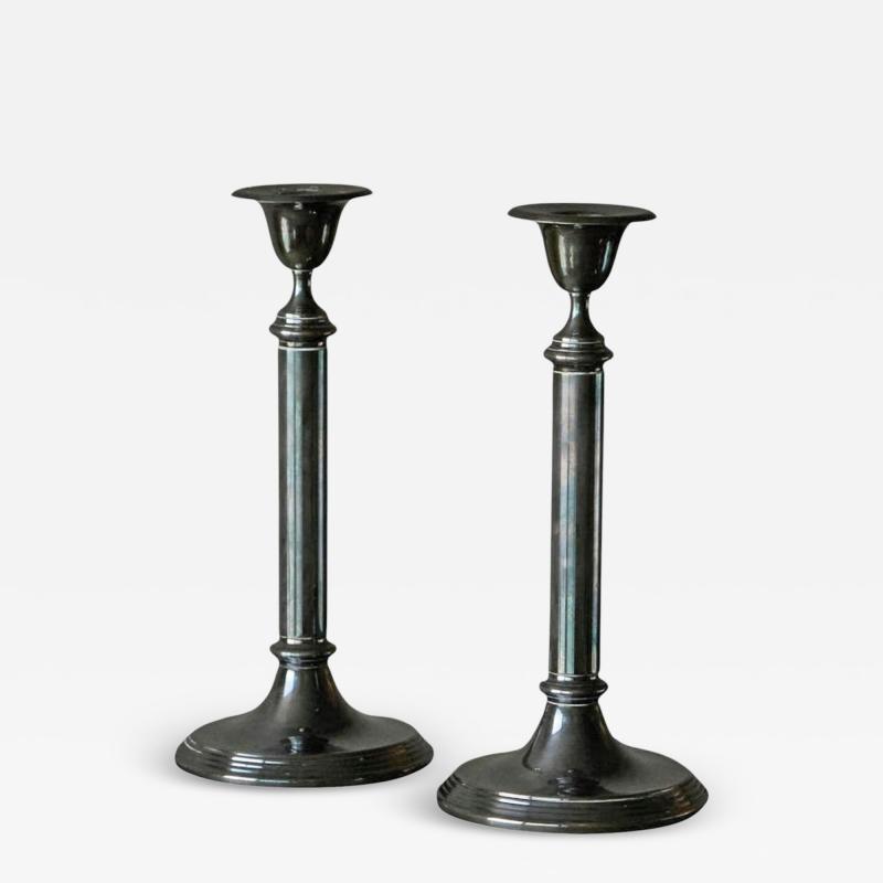 Elegant Pair of Silver Plated Candlesticks 1940s