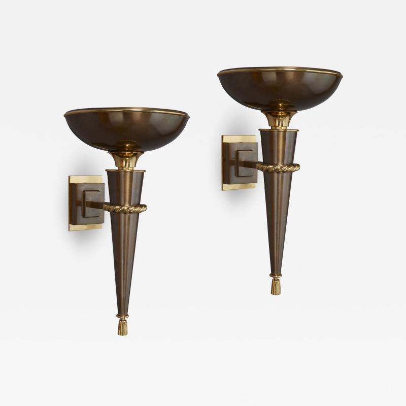 Elegant Pair of Torchere Sconces France 1950s