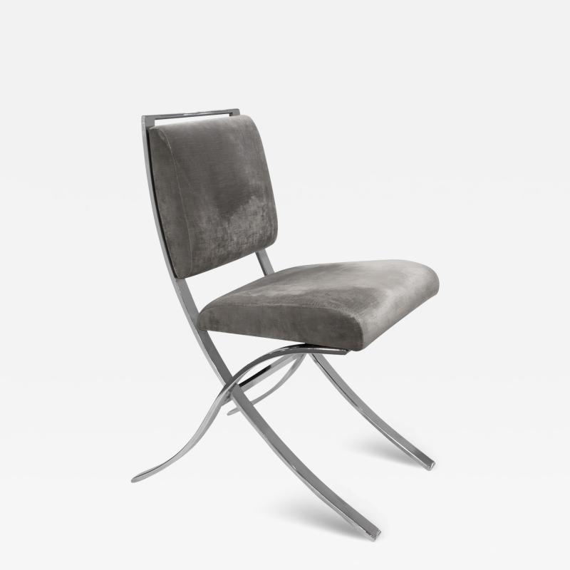Elegant Side Desk Chair with Sculptural Frame in Polished Chrome 1970s
