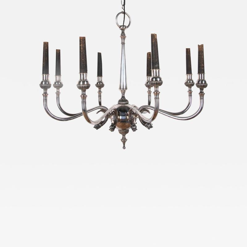 Elegant Silver Plated Eight Arm Chandelier