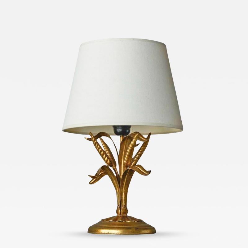 Elegant Wheat Themed Table Lamp in Gilt Metal Italy Mid 20th Century