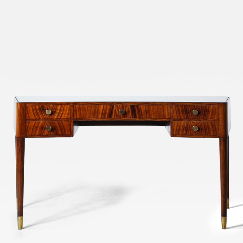 Elegant desk in striped walnut with 5 drawers on the front turned legs