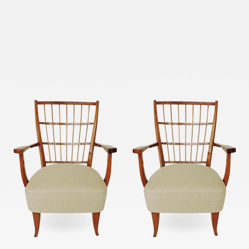 Elegant pair of Italian 1940s armchairs