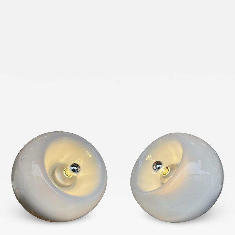 Eleonore Peduzzi Riva Pair of Vacuna Murano Glass Lamps by Artemide Italy 1968