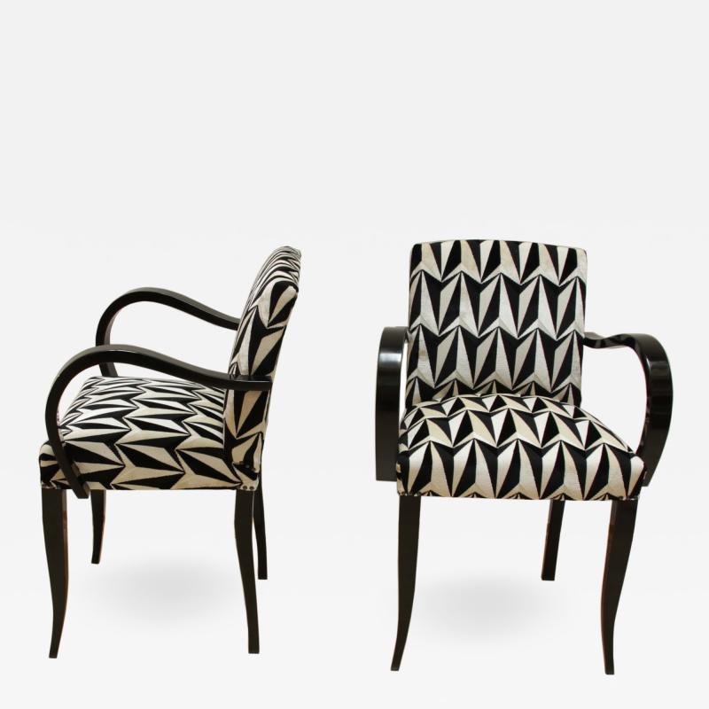 Eley Kishimoto Art Deco Armchairs Black Polish France circa 1930