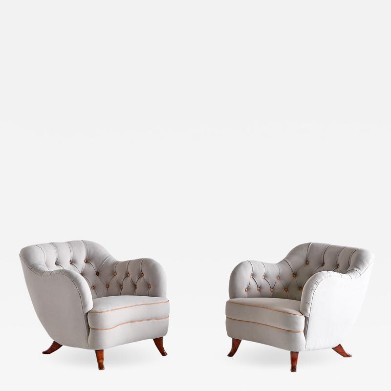 Elias Svedberg Pair of Elias Svedberg Armchairs for Nordiska Kompaniet Sweden 1940s