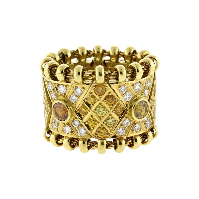 Elizabeth Gage ELIZABETH GAGE AGINCOURT WHITE AND YELLOW DIAMOND FLEXIBLE RING